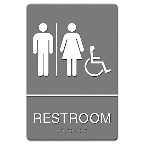 Headline Sign Ada Sign Men Restroom Symbol W/tactile Graphic Molded Plastic 6 X 9 Gray - Office - Headline® Sign