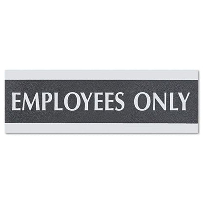 Headline Sign Century Series Office Sign Employees Only 9 X 3 Black/silver - Office - Headline® Sign