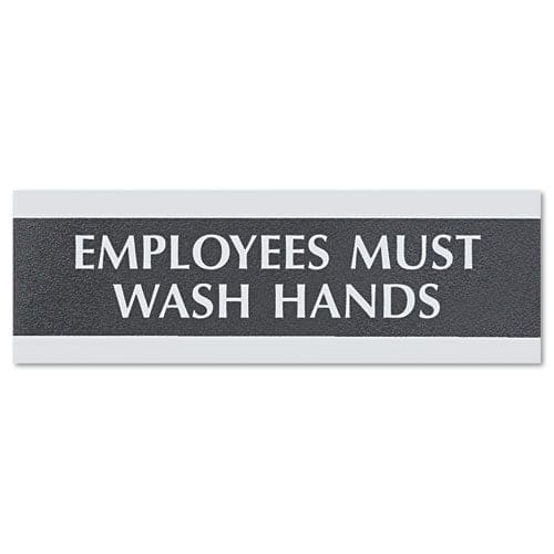 Headline Sign Century Series Office Sign Employees Only 9 X 3 Black/silver - Office - Headline® Sign