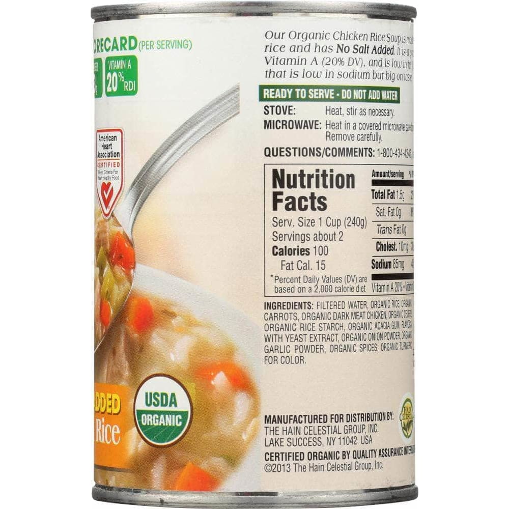 Health Valley Organic Health Valley Organic Chicken Rice Soup No Salt Added, 15 oz