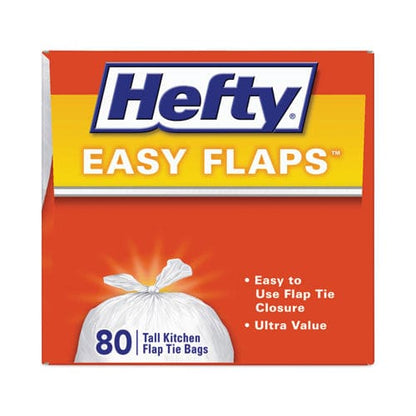 Hefty Easy Flaps Trash Bags 13 Gal 0.69 Mil 23.75 X 28 White 80 Bags/box 3 Boxes/carton - Janitorial & Sanitation - Hefty®