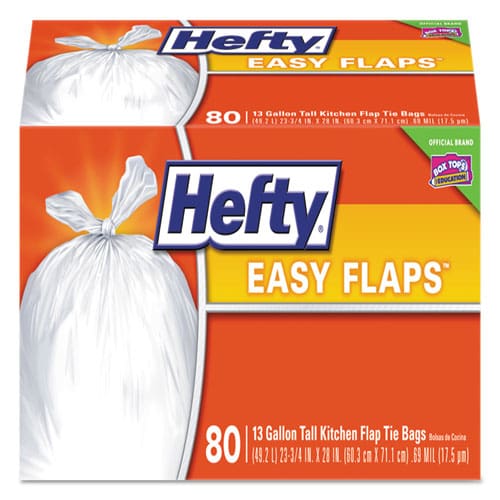 Hefty Easy Flaps Trash Bags 30 Gal 0.85 Mil 30 X 33 Black 40 Bags/box 6 Boxes/carton - Janitorial & Sanitation - Hefty®