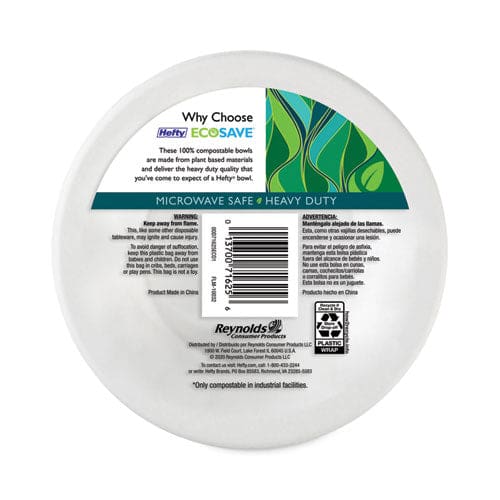 Hefty Ecosave Tableware Bowl Bagasse 16 Oz White 25/pack - Food Service - Hefty®