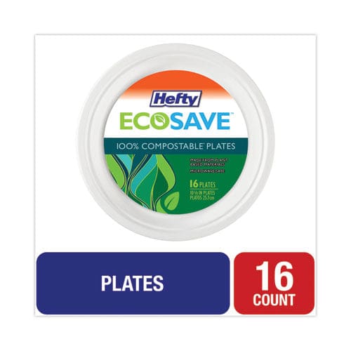 Hefty Ecosave Tableware Plate Bagasse 10.13 Dia White 16/pack - Food Service - Hefty®