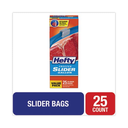 Hefty Slider Bags 1 Gal 2.5 Mil 10.56 X 11 Clear 25 Bags/box 9 Boxes/carton - Food Service - Hefty®