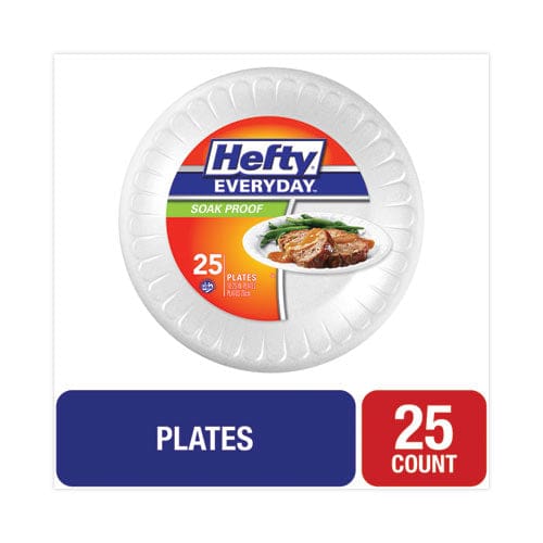 Hefty Soak Proof Tableware Foam Plates 10.25 Dia White 25/pack - Food Service - Hefty®