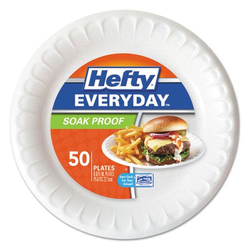 Hefty Soak Proof Tableware Foam Plates 10.25 Dia White 25/pack 10 Packs/carton - Food Service - Hefty®