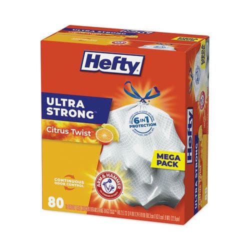 Hefty Ultra Strong Scented Tall White Kitchen Bags 13 Gal 0.9 Mil 23.75 X 24.88 White 80/box - Janitorial & Sanitation - Hefty®