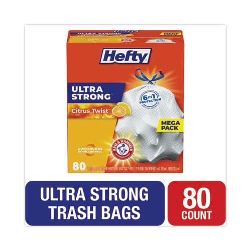 Hefty Ultra Strong Scented Tall White Kitchen Bags 13 Gal 0.9 Mil 23.75 X 24.88 White 80/box - Janitorial & Sanitation - Hefty®