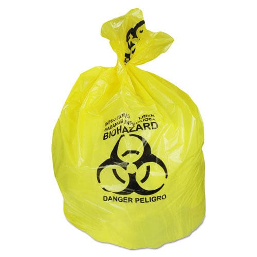 Heritage Healthcare Biohazard Printed Can Liners 20-30 Gal 1.3 Mil 30 X 43 Yellow 200/carton - Janitorial & Sanitation - Heritage