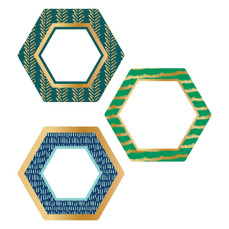 Hexagons With Gold Foil Cut-Outs One World (Pack of 8) - Accents - Carson Dellosa Education