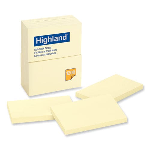 Highland Self-stick Notes 3 X 5 Yellow 100 Sheets/pad 12 Pads/pack - School Supplies - Highland™