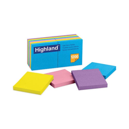 Highland Self-stick Notes 3 X 3 Assorted Bright Colors 100 Sheets/pad 12 Pads/pack - School Supplies - Highland™