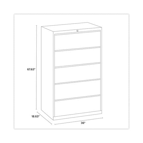 Hirsh Industries Lateral File Cabinet 5 Letter/legal/a4-size File Drawers Charcoal 36 X 18.62 X 67.62 - Furniture - Hirsh Industries®