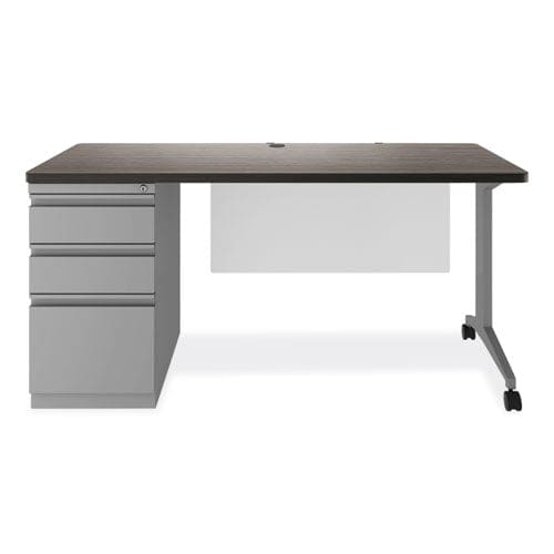 Hirsh Industries Modern Teacher Series Left Pedestal Desk 60 X 24 X 28.75 Charcoal/silver - Furniture - Hirsh Industries®