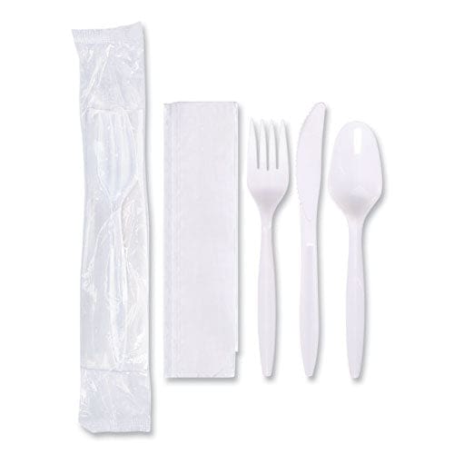 Hoffmaster Economy Cutlery Kit Fork/knife/spoon/napkin White 250/carton - Food Service - Hoffmaster®