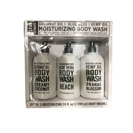 Home and Body Co Clean Elements Body Wash Assorted, 3 x 24 fl oz. - ShelHealth.Com