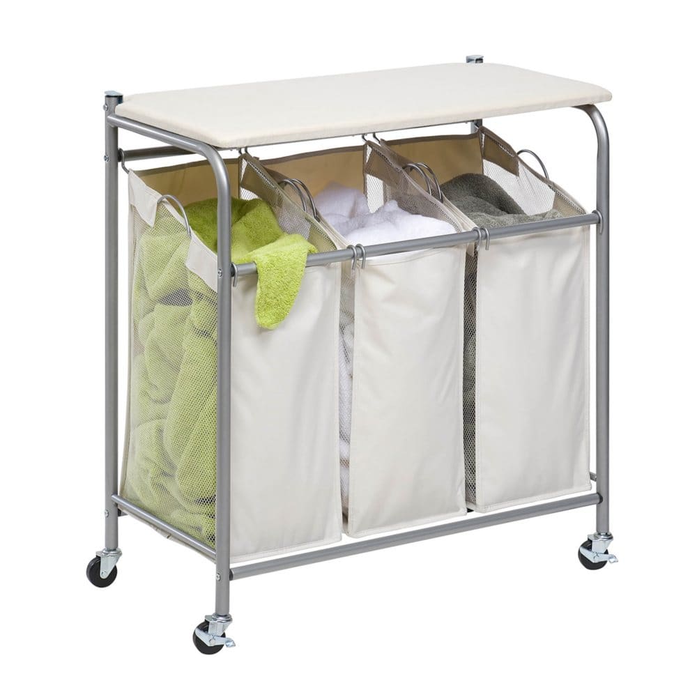 Honey-Can-Do Sort & Iron Laundry Center (Natural/Silver) - Laundry Organization - Honey-Can-Do