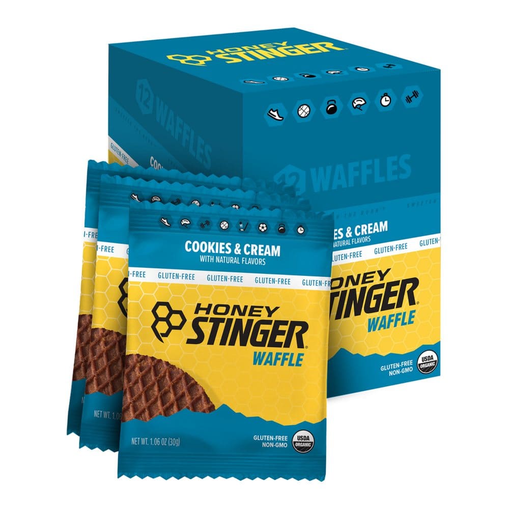 Honey Stinger Gluten Free Waffle Box Pack Cookies & Cream (12 ct.) - Diet Nutrition & Protein - Honey Stinger