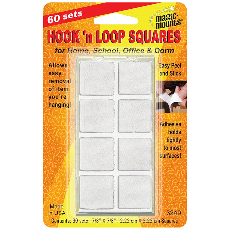 Hook N Loop 7/8 Squares 60 Pk (Pack of 8) - Velcro - Miller Studio