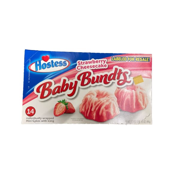 Hostess Strawberry Cheesecake Baby Bundts Mini cakes with icing 14 Count (16.5 oz.) - Hostess