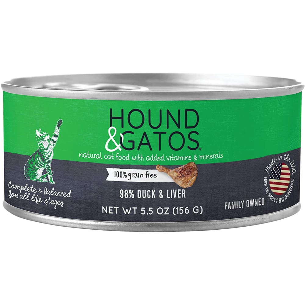 Hound and Gatos Cat Grain Free Duck and Liver 5.5oz. (Case of 24) - Pet Supplies - Hound and Gatos