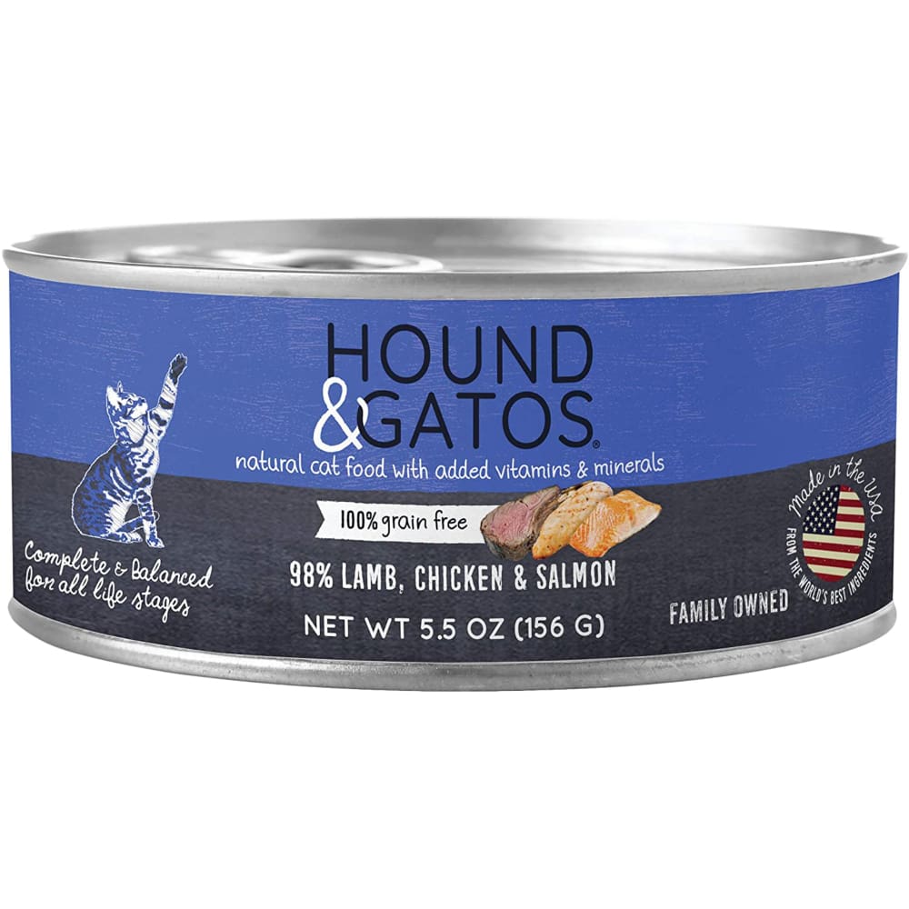 Hound and Gatos Cat Grain Free Lamb; Chicken and Salmon 5.5oz (Case of 24) - Pet Supplies - Hound and Gatos