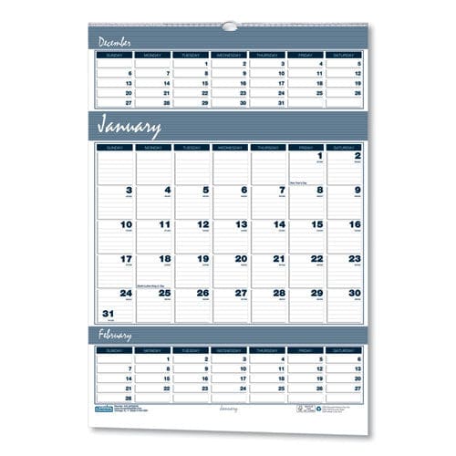 House of Doolittle Bar Harbor Recycled Wirebound 3-months-per-page Wall Calendar 15.5 X 22 White/blue/gray Sheets