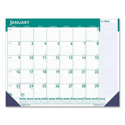 House of Doolittle Express Track Monthly Desk Pad Calendar 22 X 17 White/teal Sheets Teal Binding Blue Corners 13-month(jan-jan): 2023-2024