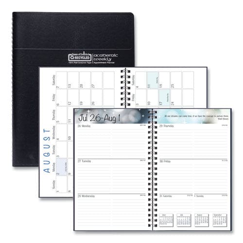 House of Doolittle Recycled Academic Weekly/monthly Appointment Planner 8 X 5 Black Cover 13-month (aug To Aug): 2022 To 2023 - School