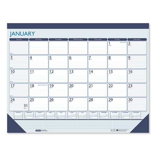 House of Doolittle Recycled Contempo Desk Pad Calendar 18.5 X 13 White/blue Sheets Black Binding Black Corners 12-month (jan To Dec): 2023 -