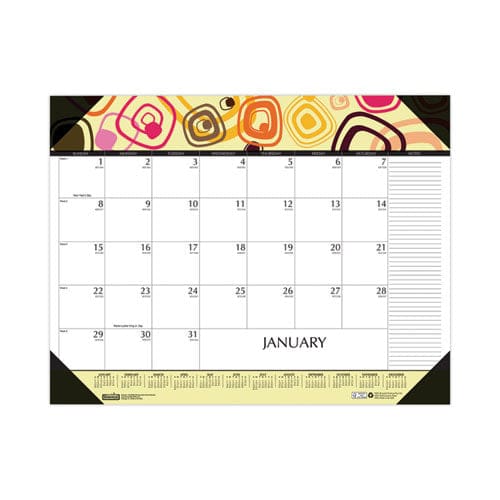 House of Doolittle Recycled Desk Pad Calendar Geometric Artwork 22 X 17 White Sheets Black Binding/corners,12-month (jan To Dec): 2023 -