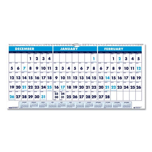 House of Doolittle Recycled Three-month Format Wall Calendar Horizontal Orientation 17 X 8 White Sheets 14-month (dec To Jan): 2022 To 2024