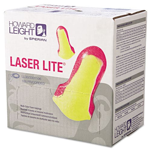 Howard Leight by Honeywell Ll-30 Laser Lite Single-use Earplugs Corded 32nrr Magenta/yellow 100 Pairs - Janitorial & Sanitation - Howard