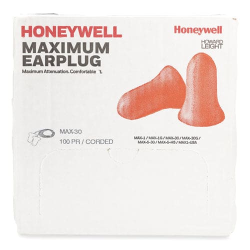 Howard Leight by Honeywell Maximum Single-use Earplugs Corded 33nrr Coral 100 Pairs - Janitorial & Sanitation - Howard Leight® by Honeywell