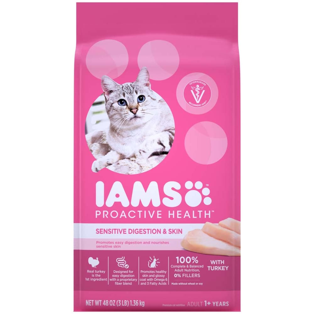 IAMS ProActive Health Sensitive Digestion & Skin Dry Cat Food 3 lb - Pet Supplies - IAMS