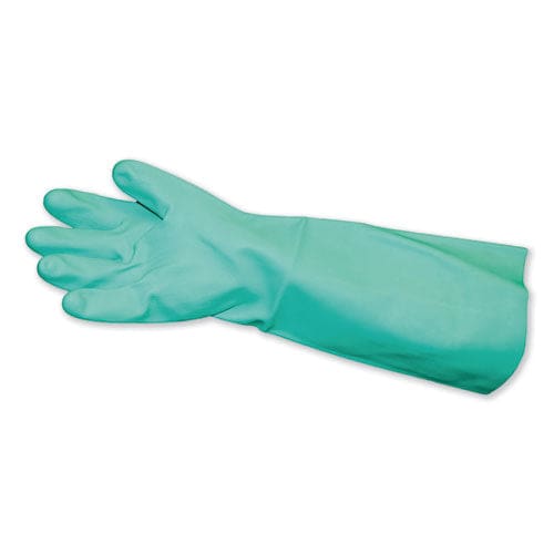 Impact Long-sleeve Unlined Nitrile Gloves Powder-free Green Medium 12 Pair/carton - Janitorial & Sanitation - Impact®