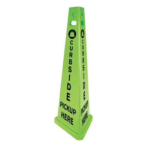 Impact Trivu 3-sided Curbside Pickup Here Sign Fluorescent Green 14.75 X 12.7 X 40 Plastic - Office - Impact®