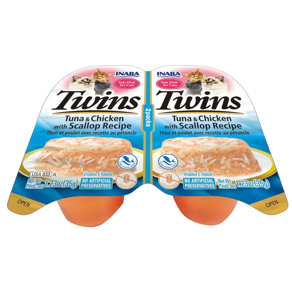 Inaba Cat Twin Cups Tuna Chkn Scallop 6Ct-2.46Oz - Pet Supplies - Inaba