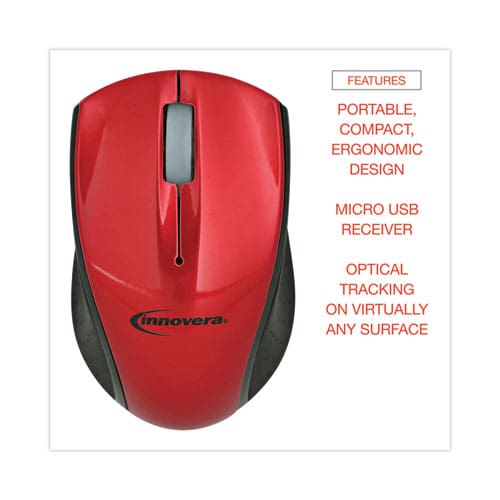 Innovera Mini Wireless Optical Mouse 2.4 Ghz Frequency/30 Ft Wireless Range Left/right Hand Use Red/black - Technology - Innovera®