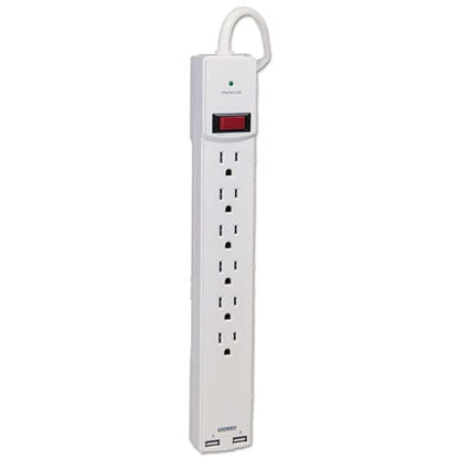 Innovera Surge Protector 6 Ac Outlets/2 Usb Ports 6 Ft Cord 1,080 J White - Technology - Innovera®