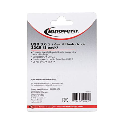 Innovera Usb 3.0 Flash Drive 32 Gb 3/pack - Technology - Innovera®