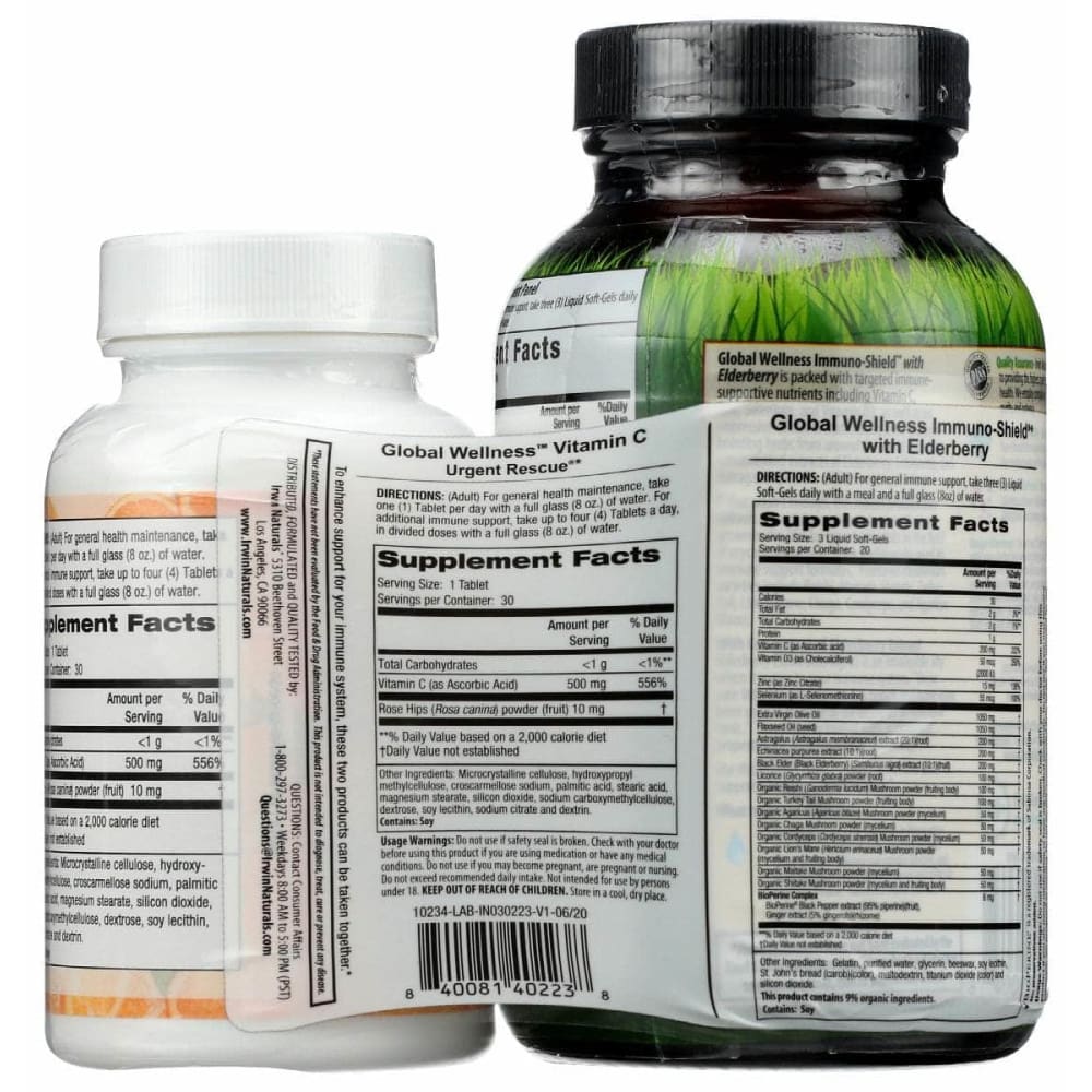 IRWIN NATURALS New IRWIN NATURALS: Global Wellness Immuno Shield With Elderberry Plus Vitamin C Bonus Pack, 60 sg