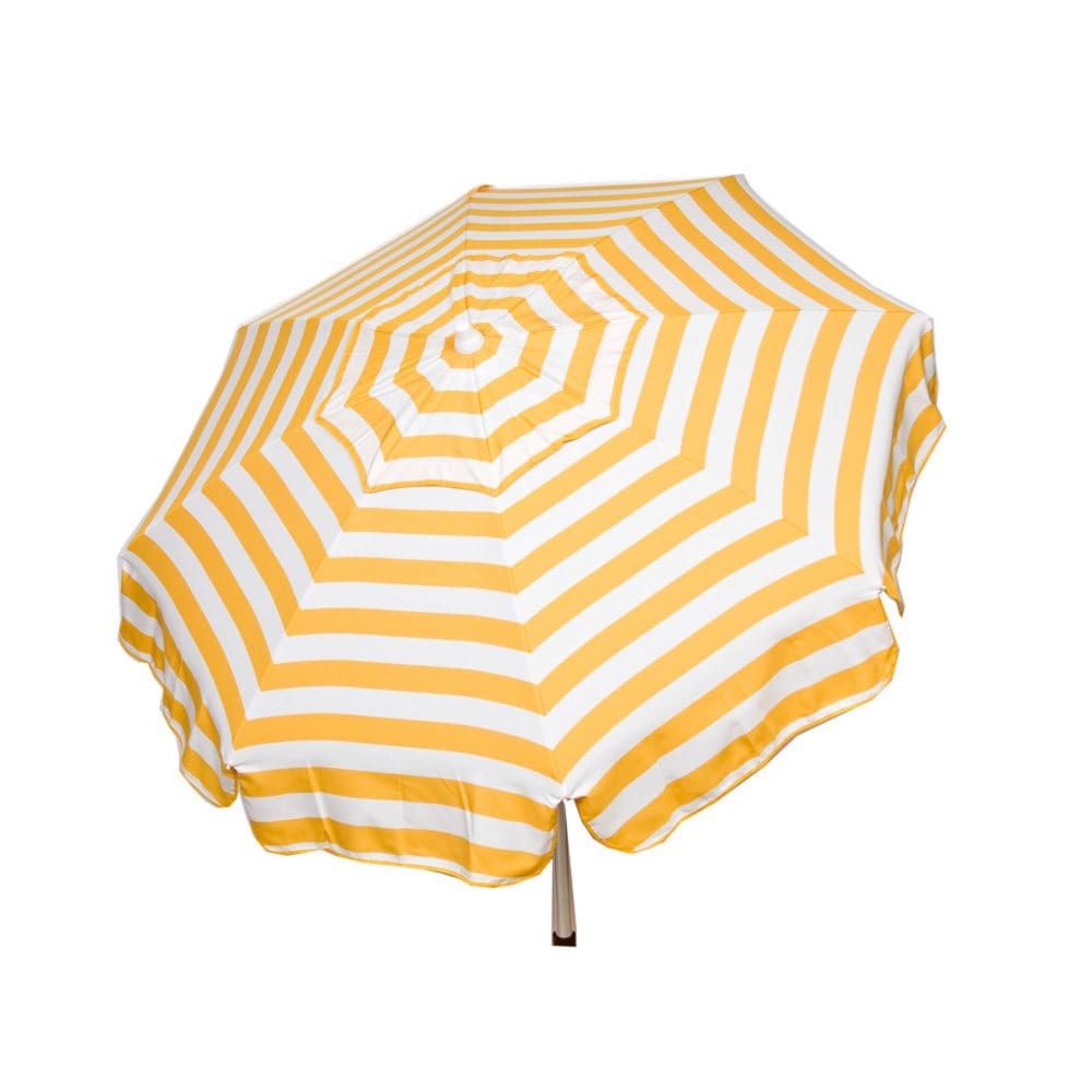 Italian 6-Ft. Umbrella Acrylic Stripes Yellow and White Choice of Beach or Patio Pole - Patio Umbrellas & Stands - Italian