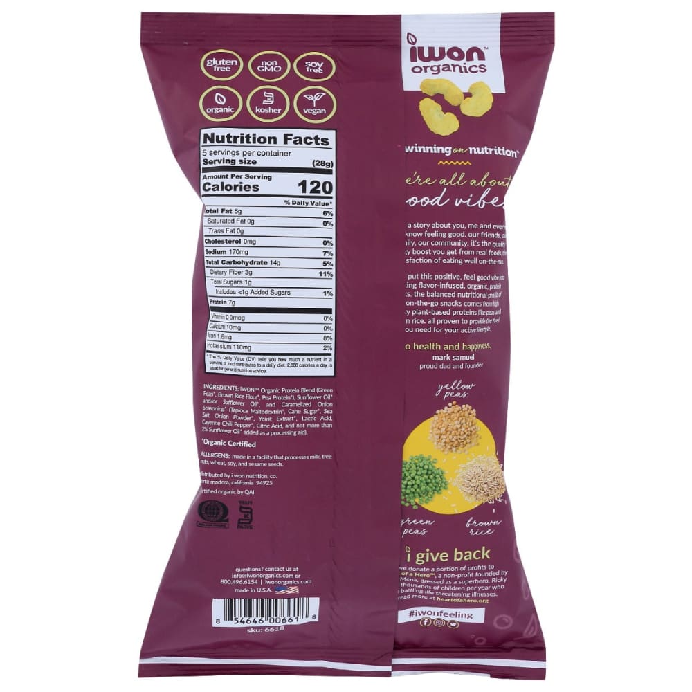 IWON ORGANICS: Protein Puffs Caramelized Onion 5 oz - Grocery > Snacks > Chips > Puffed Snacks - IWON ORGANICS