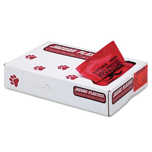 Jaguar Plastics Health Care Trash Can Liners 45 Gal 1.3 Mil 40 X 46 Red 100/carton - Janitorial & Sanitation - Jaguar Plastics®