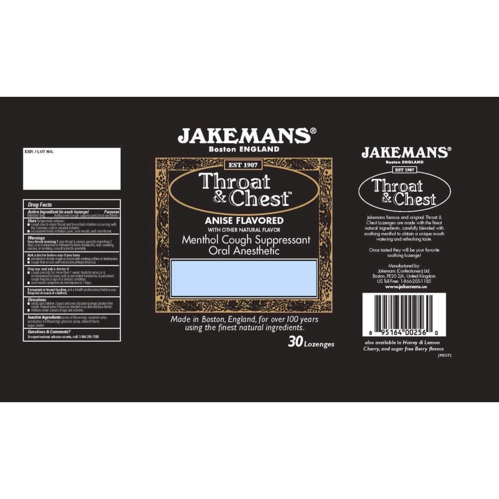 JAKEMANS Jakemans Lozenge Throat And Chest Anise Menthol, 24 Pc