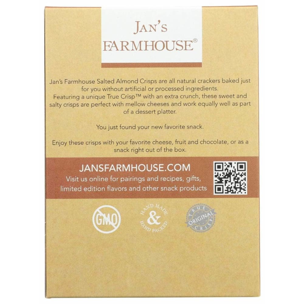 JANS FARMHOUSE Jans Farmhouse Crisps Salted Almond, 4 Oz