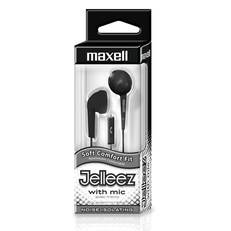 Jelleez Soft Earbuds with Mic Black (Pack of 6) - Headphones - Maxell Corp Of America
