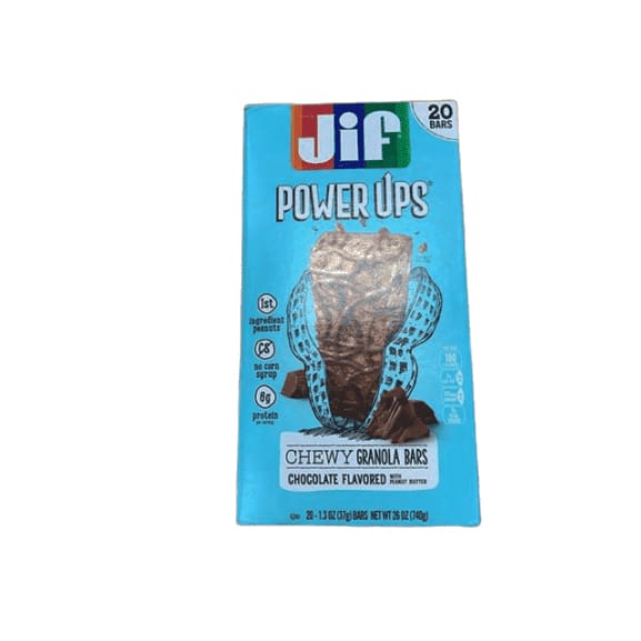 Jif Power Ups Chocolate Peanut Butter, Chewy Granola Bars, Chocolate, 20 Count - ShelHealth.Com